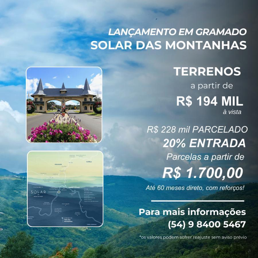 Tenha um terreno em Gramado com Parcelas a partir de R$ 1.700,00